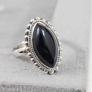 Black Onyx 925 Sterling Silver Ring (REXT62-35)