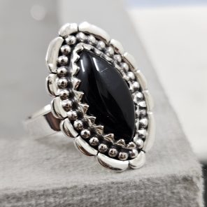 Black Onyx 925 Sterling Silver Ring (REXT62-48)