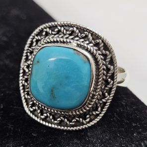 Fox Mine Turquoise 925 Sterling Silver Ring (REXT62-76)