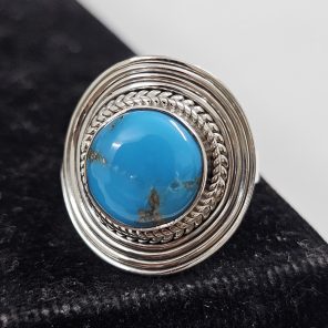 Fox Mine Turquoise 925 Sterling Silver Ring (REXT62-65)