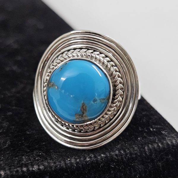 Fox Mine Turquoise 925 Sterling Silver Ring (REXT62-65)