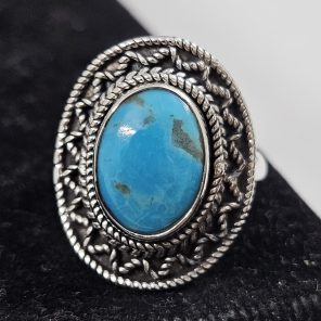 Fox Mine Turquoise 925 Sterling Silver Ring (REXT62-77)