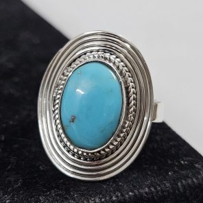 Fox Mine Turquoise 925 Sterling Silver Ring (REXT62-63)