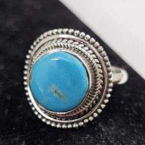 Fox Mine Turquoise 925 Sterling Silver Ring (REXT62-69)