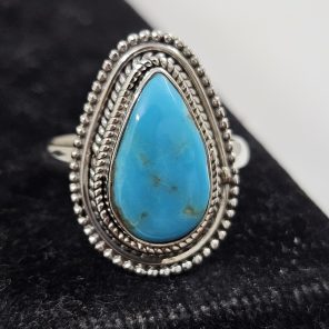 Fox Mine Turquoise 925 Sterling Silver Ring (REXT62-66)