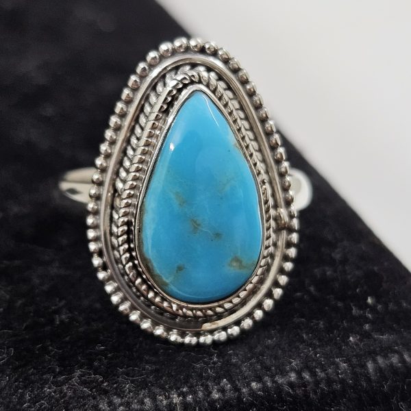 Fox Mine Turquoise 925 Sterling Silver Ring (REXT62-66)