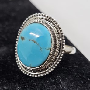Fox Mine Turquoise 925 Sterling Silver Ring (REXT62-68)