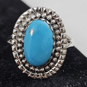 Fox Mine Turquoise 925 Sterling Silver Ring (REXT62-60)