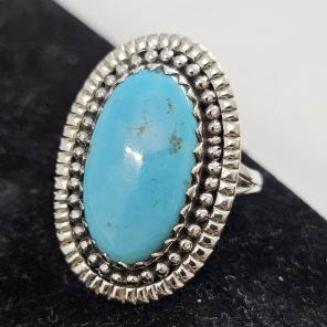 Fox Mine Turquoise 925 Sterling Silver Ring (REXT62-61)