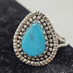 Fox Mine Turquoise 925 Sterling Silver Ring (REXT62-62)