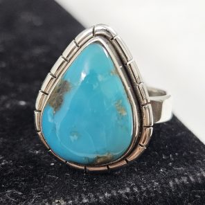 Fox Mine Turquoise 925 Sterling Silver Ring (REXT62-59)