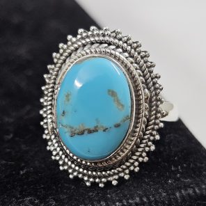 Fox Mine Turquoise 925 Sterling Silver Ring (REXT62-78)