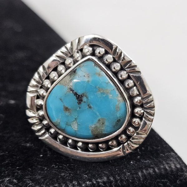 Fox Mine Turquoise 925 Sterling Silver Ring (REXT62-57)