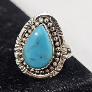 Fox Mine Turquoise 925 Sterling Silver Ring (REXT62-56)