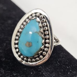 Fox Mine Turquoise 925 Sterling Silver Ring (REXT62-71)