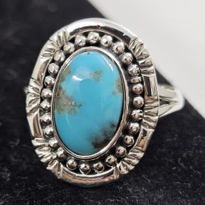 Fox Mine Turquoise 925 Sterling Silver Ring (REXT62-55)