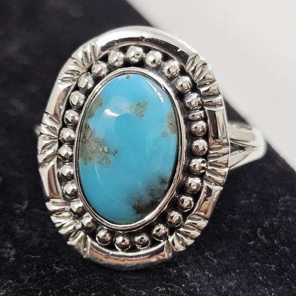 Fox Mine Turquoise 925 Sterling Silver Ring (REXT62-55)