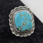 Fox Mine Turquoise 925 Sterling Silver Ring (REXT62-72)