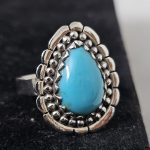 Fox Mine Turquoise 925 Sterling Silver Ring (REXT62-50)