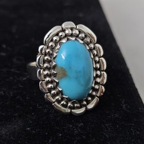 Fox Mine Turquoise 925 Sterling Silver Ring (REXT62-49)