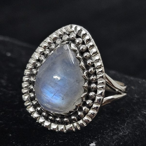 Rainbow Moonstone 925 Sterling Silver Ring (REXT62-94)