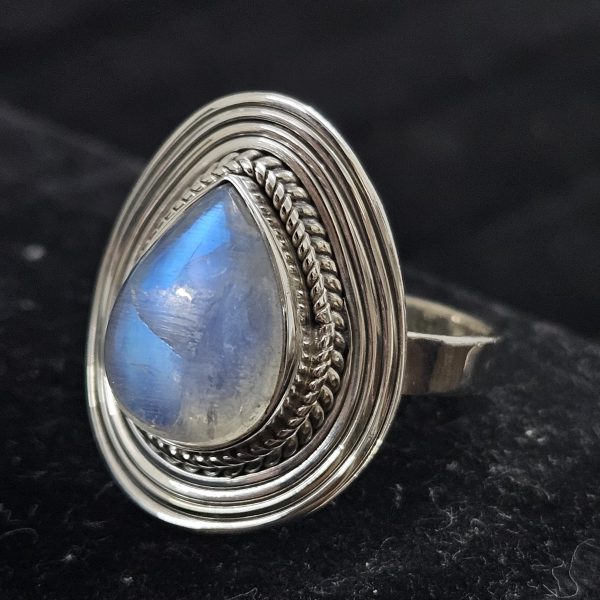 Rainbow Moonstone 925 Sterling Silver Ring (REXT62-100)