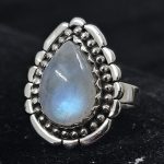 Rainbow Moonstone 925 Sterling Silver Ring (REXT62-83)