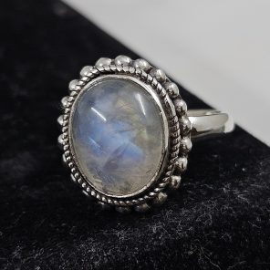 Rainbow Moonstone 925 Sterling Silver Ring (REXT62-106)