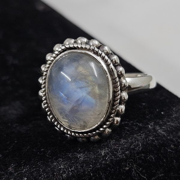 Rainbow Moonstone 925 Sterling Silver Ring (REXT62-106)