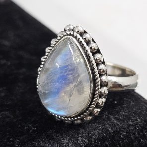 Rainbow Moonstone 925 Sterling Silver Ring (REXT62-107)