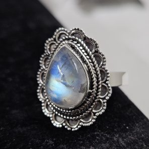 Rainbow Moonstone 925 Sterling Silver Ring (REXT62-104)