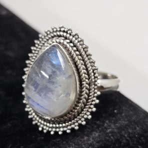 Rainbow Moonstone 925 Sterling Silver Ring (REXT62-117)