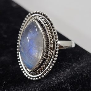 Rainbow Moonstone 925 Sterling Silver Ring (REXT62-112)