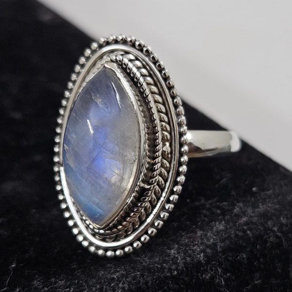 Rainbow Moonstone 925 Sterling Silver Ring (REXT62-112)