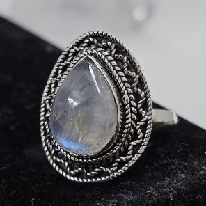 Rainbow Moonstone 925 Sterling Silver Ring (REXT62-122)