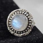 Rainbow Moonstone 925 Sterling Silver Ring (REXT62-127)