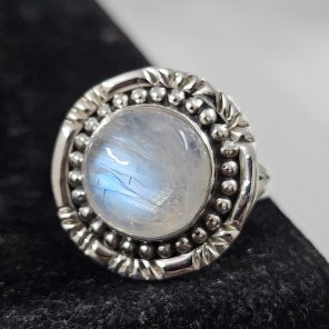 Rainbow Moonstone 925 Sterling Silver Ring (REXT62-127)