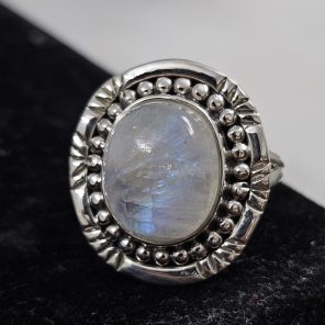 Rainbow Moonstone 925 Sterling Silver Ring (REXT62-125)