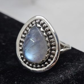 Rainbow Moonstone 925 Sterling Silver Ring (REXT62-120)