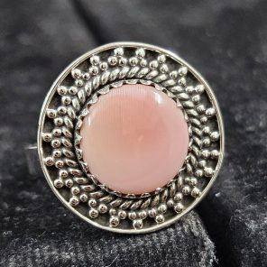 Pink Queen Conch Shell Southwest Style 925 Sterling Silver Ring (REXT3-11)