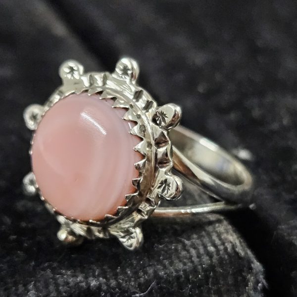 Pink Queen Conch Shell Southwest Style 925 Sterling Silver Ring (REXT3-8) - Image 2