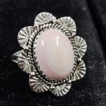 Pink Queen Conch Shell Southwest Style 925 Sterling Silver Ring (REXT3-4)