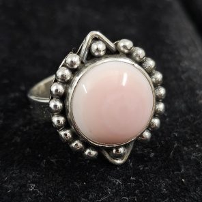 Pink Queen Conch Shell Southwest Style 925 Sterling Silver Ring (REXT3-3)