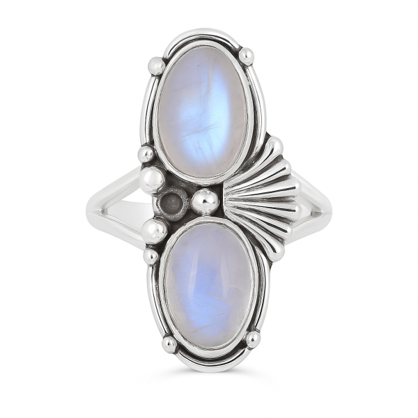 Rainbow Moonstone Southwest Style 925 Silver Ring (RS28-28)