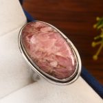 Pink Rhodochrosite Ring Size US 7 Sterling Silver 925 (RS102-22)