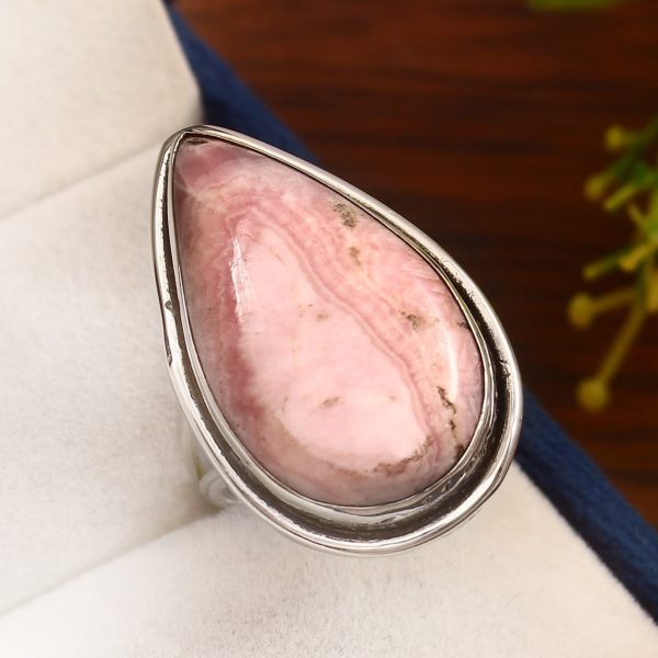 Pink Rhodochrosite Ring Size US 8 Sterling Silver 925 (RS102-23)