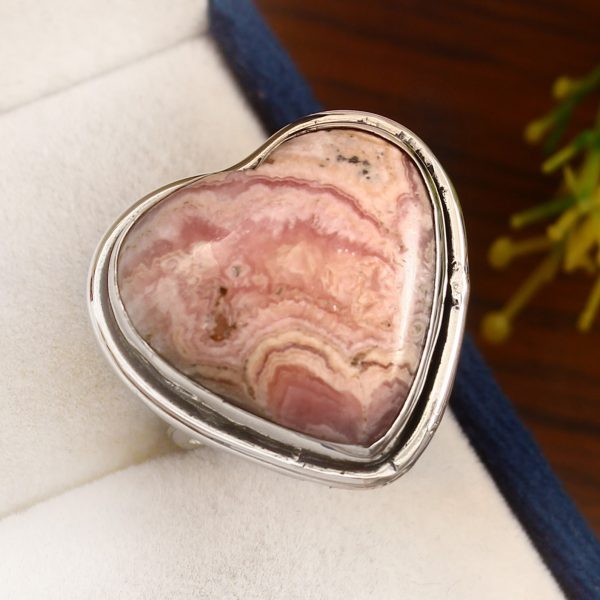 Pink Rhodochrosite Ring Size US 8 Sterling Silver 925 (RS102-24)