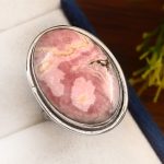 Pink Rhodochrosite Ring Size US 9 Sterling Silver 925 (RS102-27)