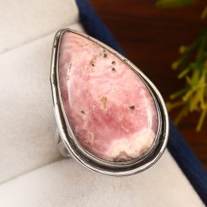 Pink Rhodochrosite Ring Size US 9 Sterling Silver 925 (RS102-26)