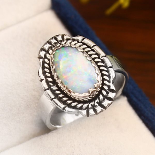 Australian Opal Southwest Style Size US 7 925 Silver Ring (RS102-42)